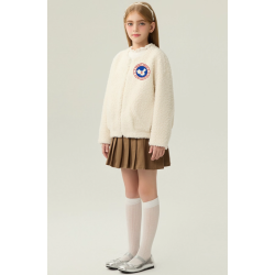 Authentic White Energy Goose Zipper Kid's Lamb Short Coat Elite Kids Online for Sale