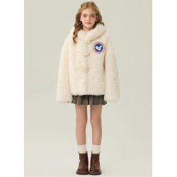 Authentic White Energy Goose Velvet Hat Kid's Lamb Short Coat Elite Kids Online for Sale