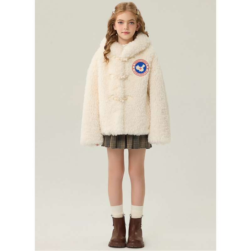 Authentic White Energy Goose Velvet Hat Kid's Lamb Short Coat Elite Kids Online for Sale