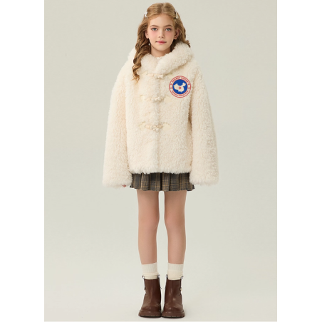 Authentic White Energy Goose Velvet Hat Kid's Lamb Short Coat Elite Kids Online for Sale