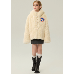 Authentic White Energy Goose Velvet Hat Kid's Lamb Short Coat Elite Kids Online for Sale