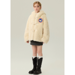 Authentic White Energy Goose Velvet Hat Kid's Lamb Short Coat Elite Kids Online for Sale
