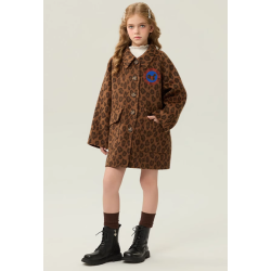 Fashion Leopard Print Energy Goose Kid's Wool Coat Elite Style Online for Sale