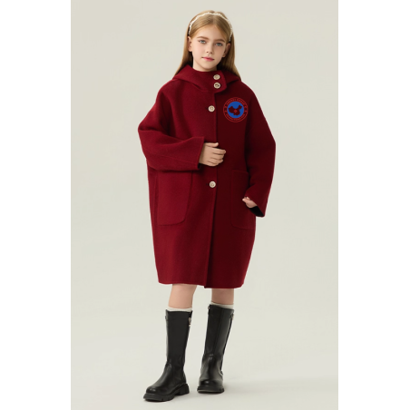 Fashion Burgundy Energy Goose Dual Wear Kid's Wool Coat Elite Style Online for Sale