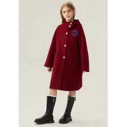 Fashion Burgundy Energy Goose Dual Wear Kid's Wool Coat Elite Style Online for Sale