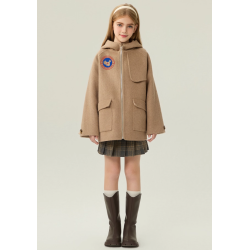 Fashion Oat Energy Goose Zipper Kid's Wool Short Coat Elite Style Online for Sale