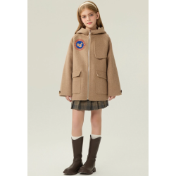 Fashion Oat Energy Goose Zipper Kid's Wool Short Coat Elite Style Online for Sale