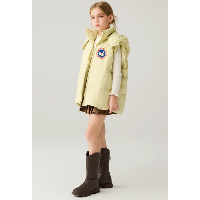Original Yellow Energy Goose With Hat Kid's Duck Down Vest Online for Sale