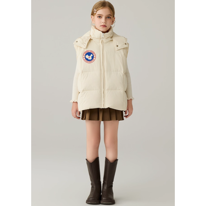 Original White Energy Goose With Hat Kid's Duck Down Vest Online for Sale