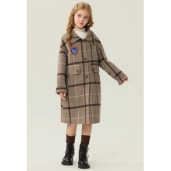 New Arrivals Gray Black Energy Goose Kid's Wool Plaid Coat Elite Baby Style Online for Sale