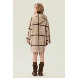 New Arrivals Khaki Energy Goose Suit Collar Kid's Wool Plaid Coat Elite Baby Style Online for Sale