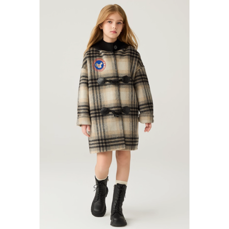 New Arrivals Gray Energy Goose Suit Collar Kid's Wool Plaid Coat Elite Baby Style Online for Sale