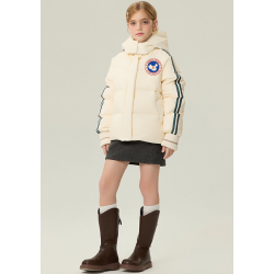 Authentic White Energy Goose Stripe Kid's Down Short Coat Online for Sale