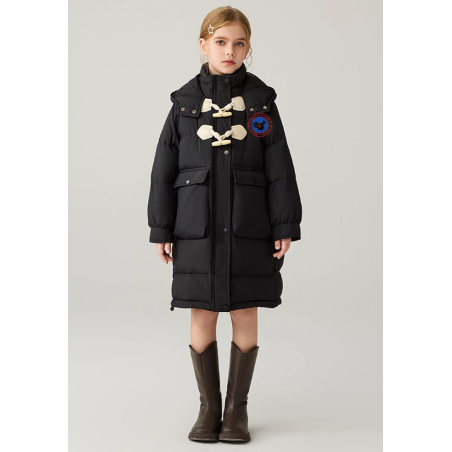 Authentic Black Energy Goose Bread Kid's Down Long Coat Online for Sale