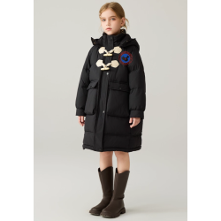 Authentic Black Energy Goose Bread Kid's Down Long Coat Online for Sale