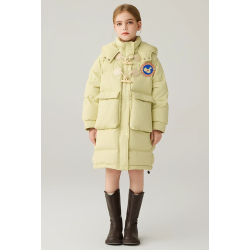 Authentic Lemon Yellow Energy Goose Bread Kid's Down Long Coat Online for Sale