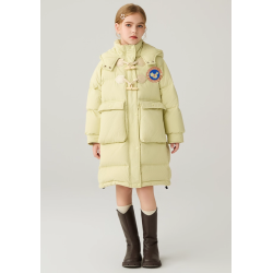 Authentic Lemon Yellow Energy Goose Bread Kid's Down Long Coat Online for Sale