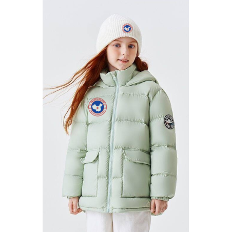 Authentic Light Green Energy Goose Snow Kid's Down Bread Coat Online for Sale