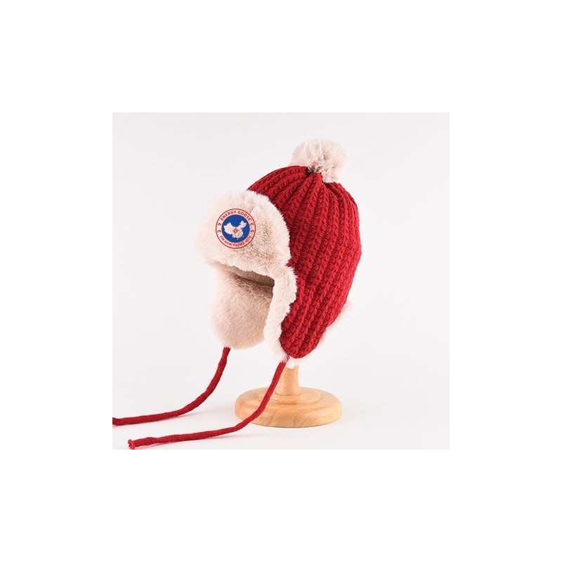 Original Red Energy Goose Winter Kid's Knitting Lei Feng Fur Hat Online for Sale
