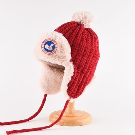 Original Red Energy Goose Winter Kid's Knitting Lei Feng Fur Hat Online for Sale
