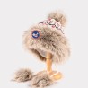 Original Beige Coffee Energy Goose Stripes Kid's Knit Lei Feng Fur Hat Online for Sale