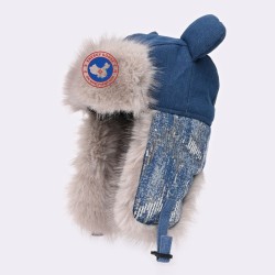 Original Outdoor Jean Light Blue Energy Goose Ear Paillette Kid's Lei Feng Fur Hat Online for Sale