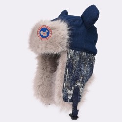 Original Outdoor Jean Light Blue Energy Goose Ear Paillette Kid's Lei Feng Fur Hat Online for Sale
