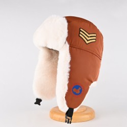 Original Outdoor Brick Red Energy Goose A2 Flight Kid's Lei Feng Fur Hat Online for Sale