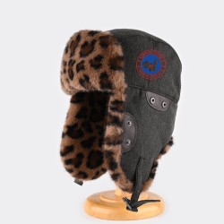 Original Outdoor Green Energy Goose Leopard Print Kid's Lei Feng Fur Hat Online for Sale