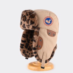 Original Outdoor Green Energy Goose Leopard Print Kid's Lei Feng Fur Hat Online for Sale