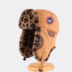 Original Outdoor Green Energy Goose Leopard Print Kid's Lei Feng Fur Hat Online for Sale