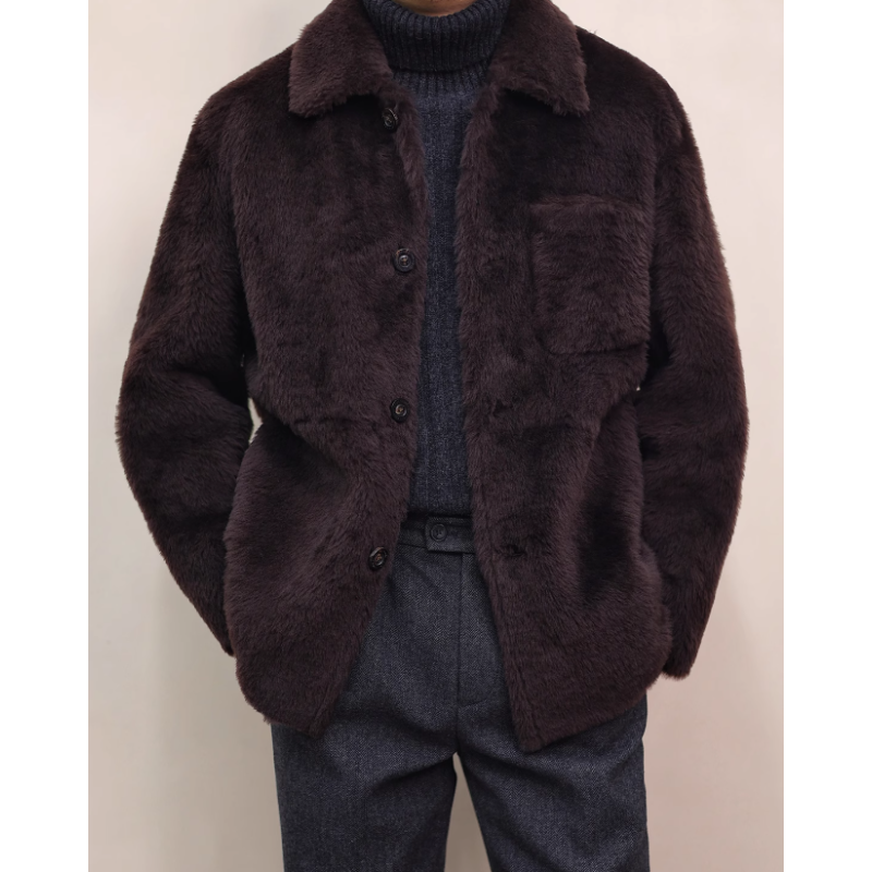 New Original Spain Merino Ume Purple Energy Goose Shearling Men Jacket Online
