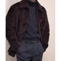 New Original Spain Merino Ume Purple Energy Goose Shearling Men Jacket Online