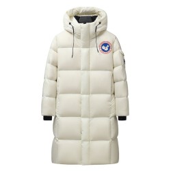 Original Imported Hungarian White Energy Goose Women Litte Square Quilted Hooded Long Down Jacket Online for Sale