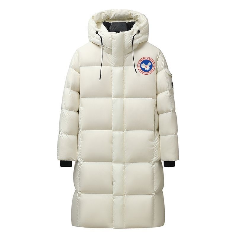 Original Imported Hungarian White Energy Goose Women Litte Square Quilted Hooded Long Down Jacket Online for Sale
