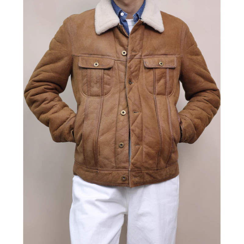 New Original Turkey Merino Khaki Energy Goose Shearling Jean Jacket Online