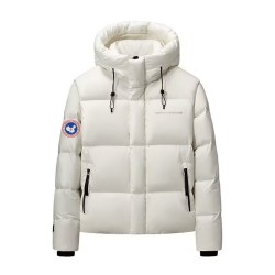 Original White Energy Goose Men Maya Hooded Short Down Jacket Imported Hungarian Online for Sale