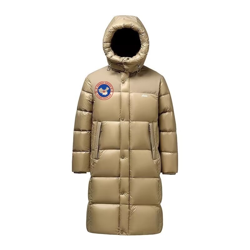 Original Latte Brown Energy Goose Men Parana Hooded Long Down Jacket Imported Hungarian Online for Sale