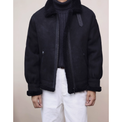 New Original Black Merino Energy Goose A1 Bomber Suede Men Jacket Online