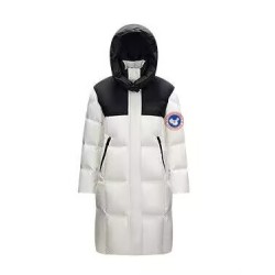 Original Black White Energy Goose Women Outerwear Long Down Jacket Imported Hungarian Online for Sale