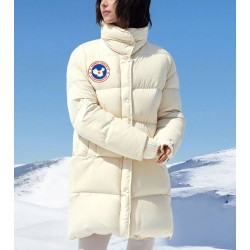 Original Light Khaki Energy Goose Women Oversize Long Puffer Jacket Imported Hungarian Online for Sale