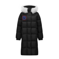 Original Yellow Energy Goose Women Fur Hooded Long Down Coat Imported Hungarian Online for Sale