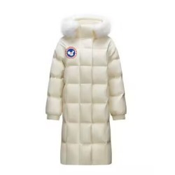 Original Yellow Energy Goose Women Fur Hooded Long Down Coat Imported Hungarian Online for Sale