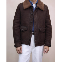 New Original Turkey Brown Merino Energy Goose Bomber Shearling Men Jacket Online