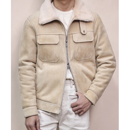 New Original Spain Merino Sandy Energy Goose A2 Shearling Men Jacket Online