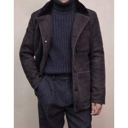 New Original Spain Merino Naples Black Energy Goose Suede Suit Jacket Online