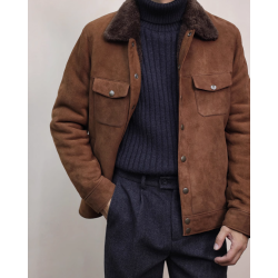 New Original Spain Merino Khaki Energy Goose Suede Men Jacket Online