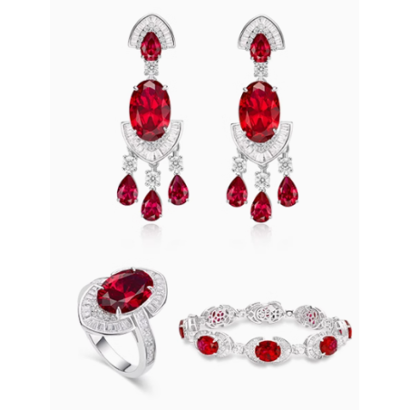 Original Ruby Energy Goose Oval Symmetry Gem Art Jewelset Online for Sale