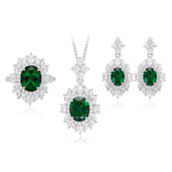 Original Emerald Energy Goose Queen Oval Gem Art Jewelset Online for Sale