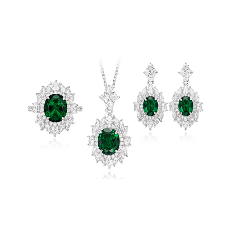 Original Emerald Energy Goose Queen Oval Gem Art Jewelset Online for Sale